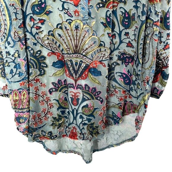 ADORE burnt crushed velvet floral tunic top Size M boho artsy - Picture 6 of 8